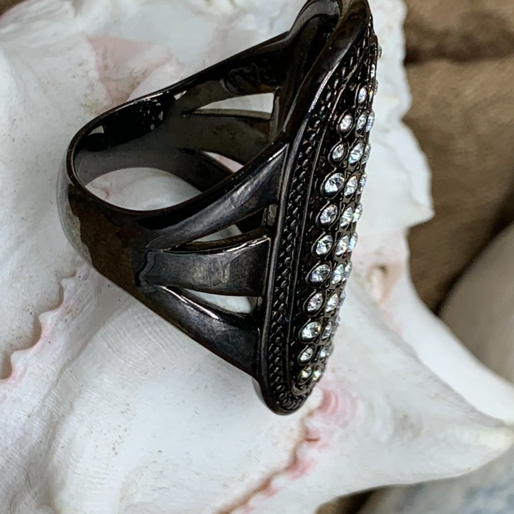 COSTUME RING_BLACK&GLASS - Picture 6 of 8